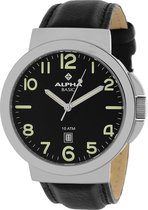 Alpha Saphir 123A Horloge - Leer - Zwart - Ø 42 mm