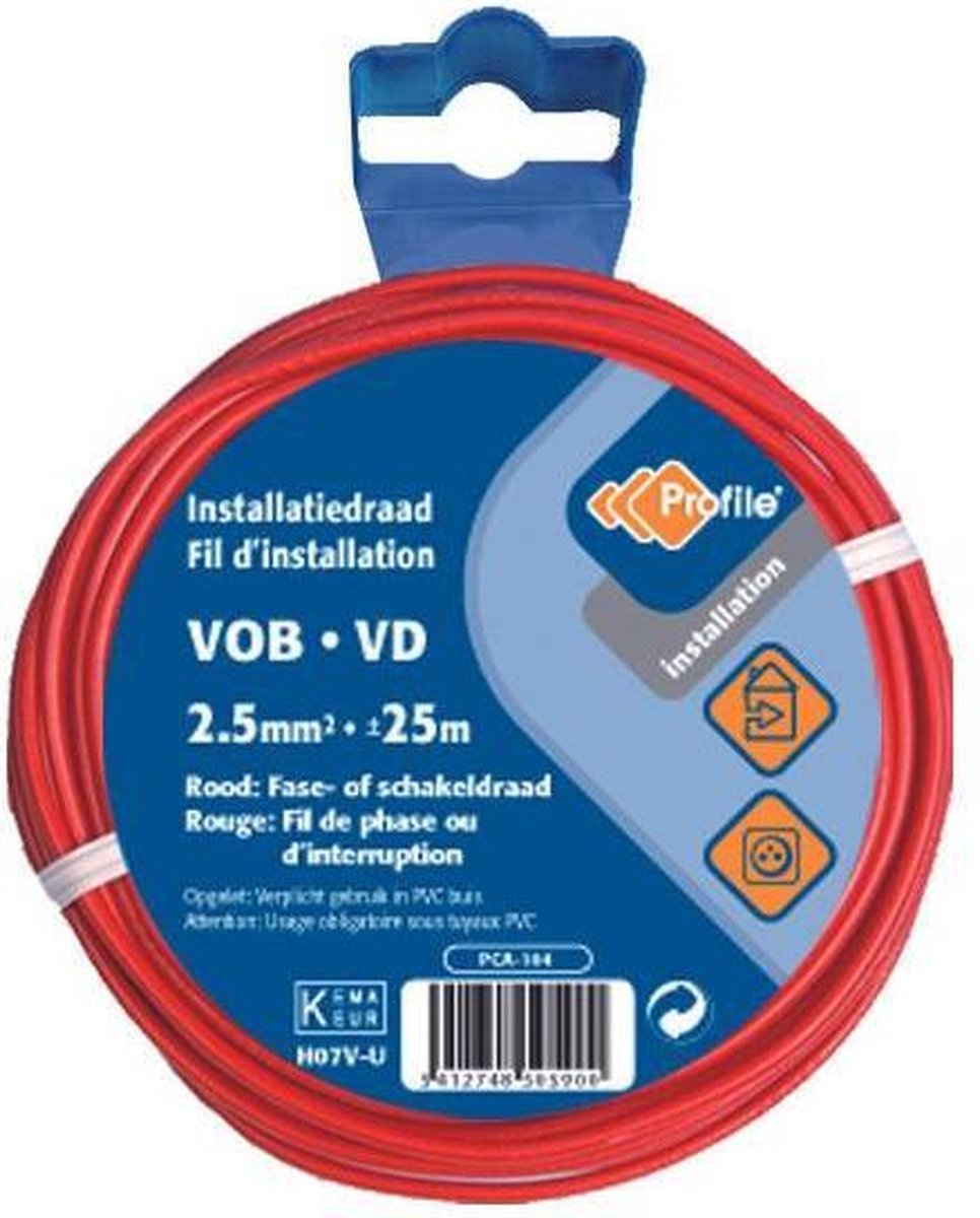 Samenhangend meerderheid schakelaar PROFILE installatiedraad VOB (België) VD (Nederland) - 2,5mm² - rood - 25  meter | bol.com
