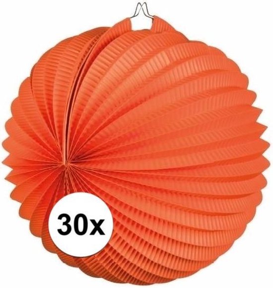 30x lanternes orange 22 cm