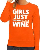 Girls just wanna have Wine tekst sweater oranje dames - dames trui Girls just wanna have Wine - oranje kleding XS