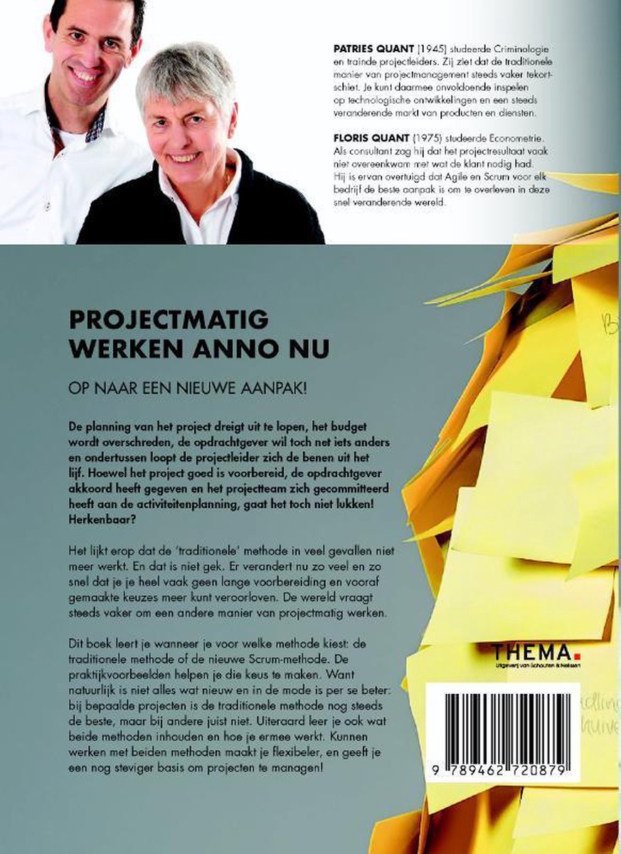 Twee mannen glimlachen. Links staat "PROJECTMATIG WERKEN ANNO NU OP NAAR EEN NIEUWE AANPAK!".