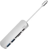 T2 Plus Type-C tot 2 * USB 3.0 + Type-C + MicroSD / SD-kaartlezer USB-hub - Zilver