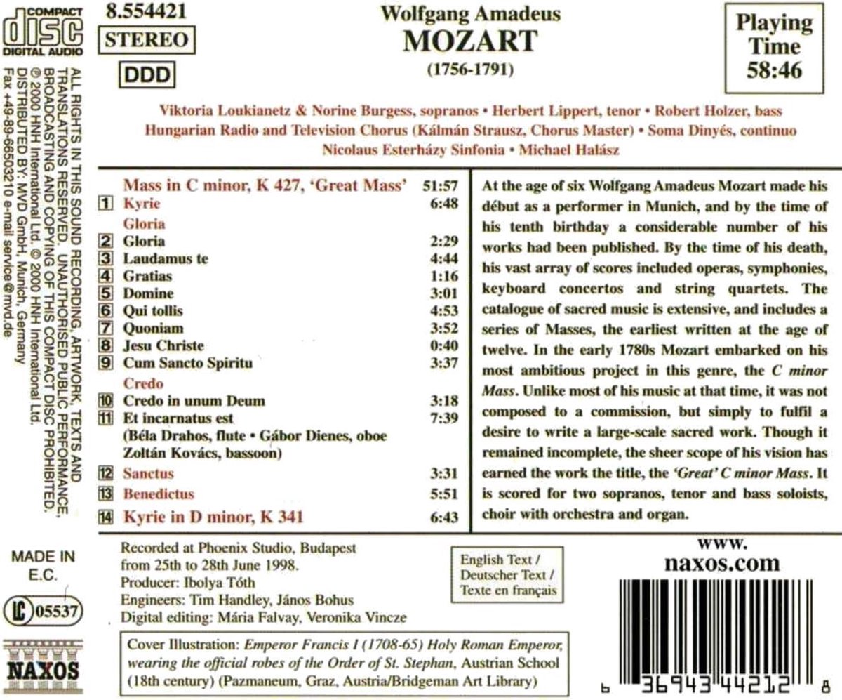 Nicolaus Esterhazy Sinfonia Mass In C Minor / Great Mass (CD