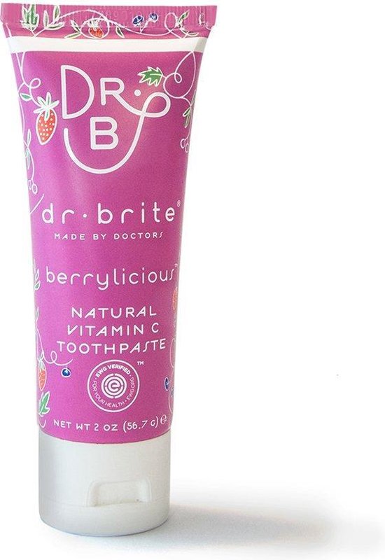 Dr. Brite Berrylicious tandpasta - 100% natuurlijk, met vitamine c en anti oxydanten - Dr. Brite