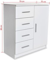 Dressoir 79x35x88 cm spaanplaat wit (incl. vloerviltjes)