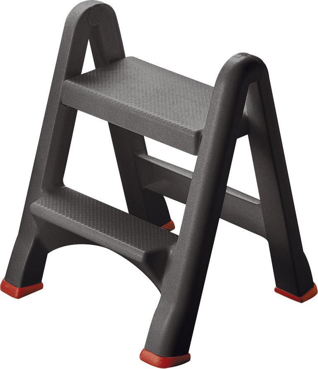 Curver Opstapje Inklapbaar - 49,5x17,2x64cm - Antraciet/rood op Prijzenvolger.com