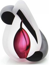 Glazen urn. Asbestemming. "Bow" rood. 15 cm hoog.