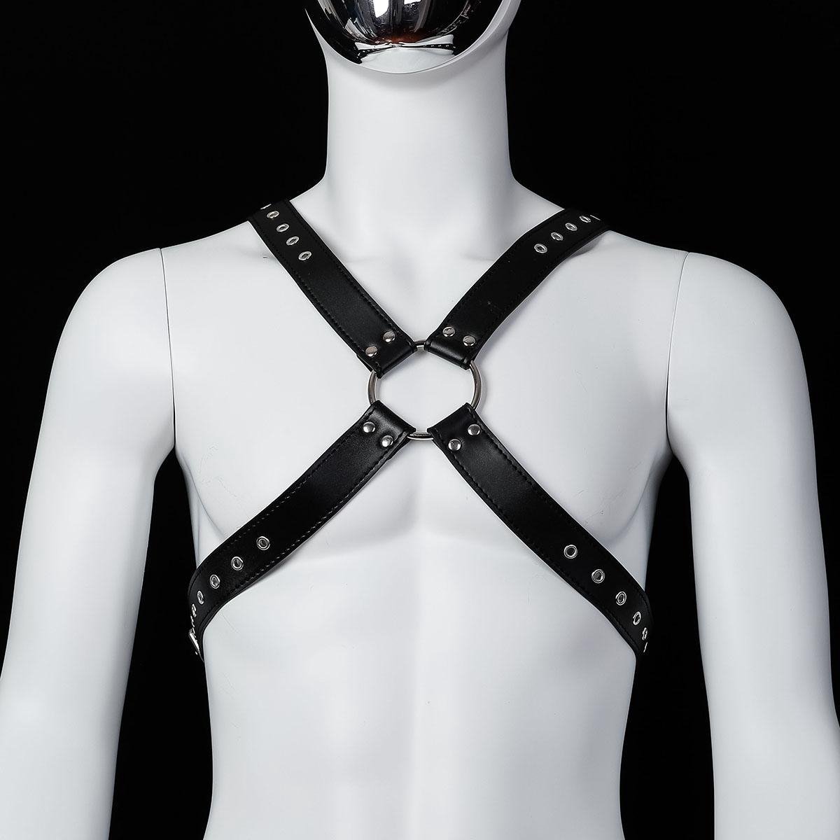 Goedkoopste Banoch | Chest harness Radin black - imitatie leren harnas voor man