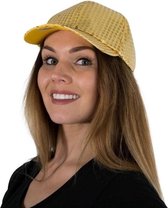 Gouden pailletten disco baseball cap/ petje - Gouden verkleed/ carnaval accessoires