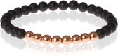 Zwarte Matte Agaat kralen armband Rose Beads 6mm