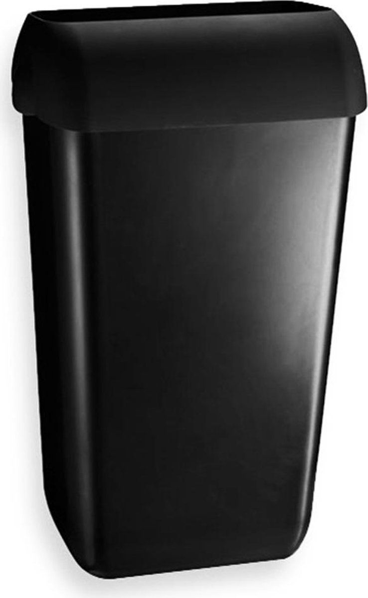 WillieJan Marplast afvalbak – Zwart – 23 liter – met hidden cover – muurbevestiging of vrijstaand