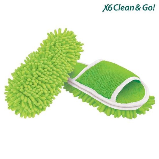 27 x 11 x 5 cm Colore: Verde X6 - Clean & Go Ciabatte mocio in ciniglia e Microfibra 