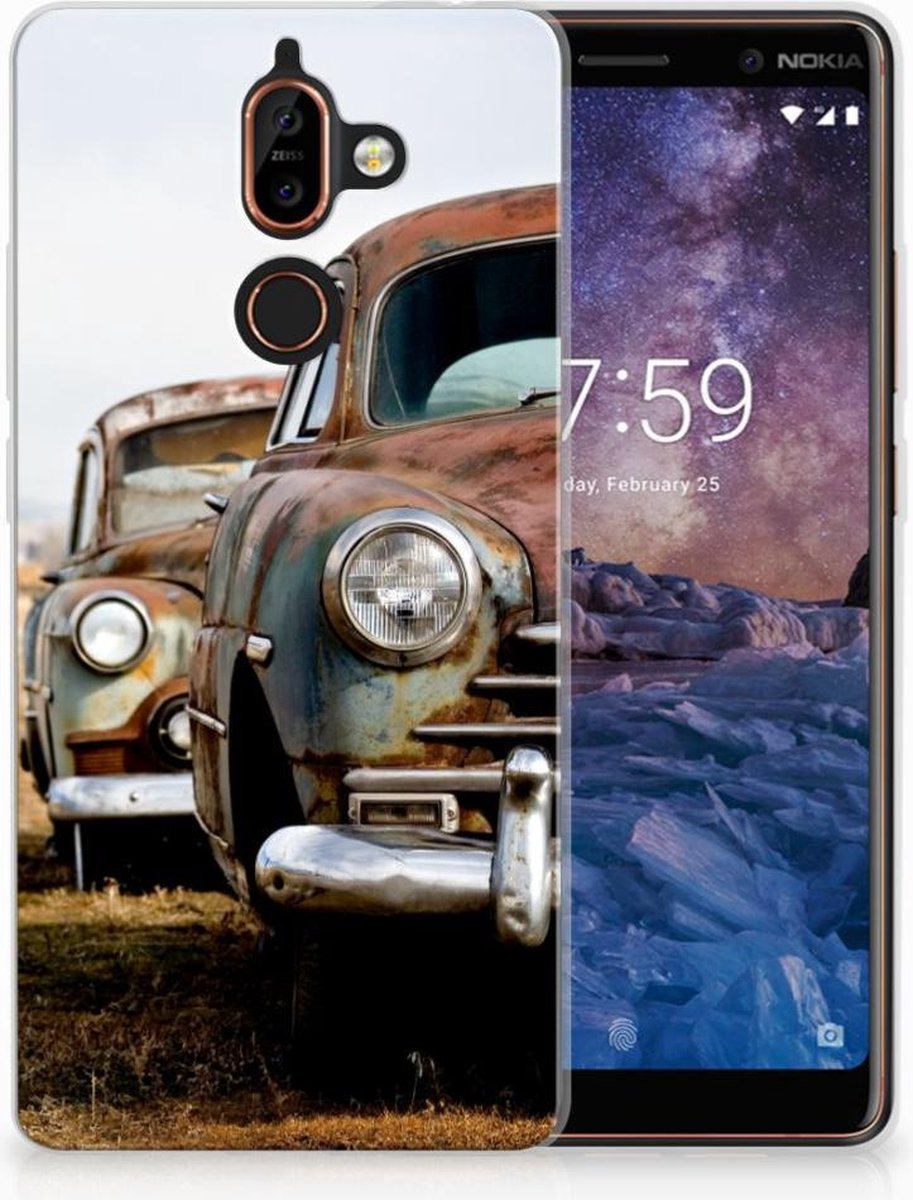 Nokia 7 Plus Siliconen Hoesje met foto Vintage Auto