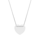 The Fashion Jewelry Collection Graveerketting Hart 1,0 mm 40 + 5 cm - Zilver Gerhodineerd