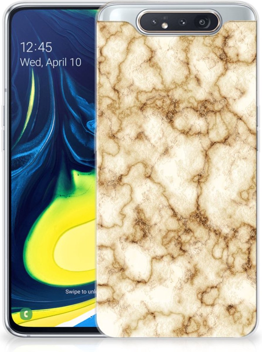 Samsung Galaxy A80 TPU Siliconen Hoesje Marmer Goud