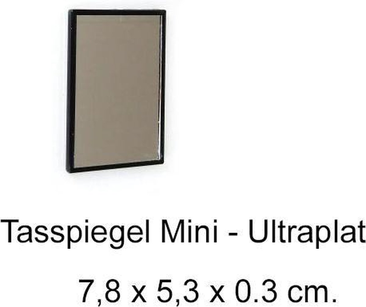 Tasspiegel - Mini - Ultraplat - Zwart - Afmeting: 7,8 x 5,3 x 0,3 cm - Rojafit