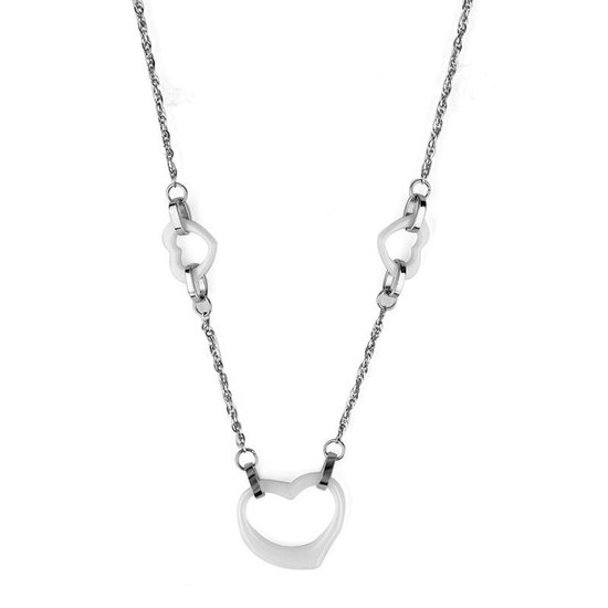 Montebello Ketting Florie White - 316L Staal - Hart - 55cm