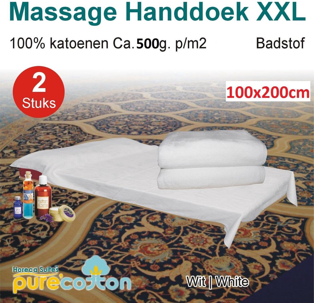 persoonlijkheid krom inschakelen Homéé Massage Handdoeken XXL 500g. p/m2 100x200cm wit set van 2 Stuks |  bol.com