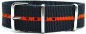 Premium Orange Dark Blue - Nato strap 16mm - Stripe - Horlogeband Oranje Donker Blauw