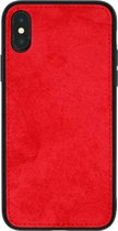 Luxe Ultradunne TPU case voor Apple iPhone X - iPhone XS - shockproof siliconen back cover - hoogwaardig stof textuur canvas - rood - zwart - hoesje