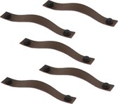 Set van 5 hippe lederen handgrepen, kleur: zwart