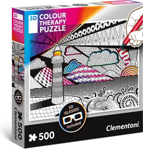 Betasten Parasiet Avondeten Clementoni - 3D kleur therapie puzzel - Lighth - 500 stukjes | bol.com