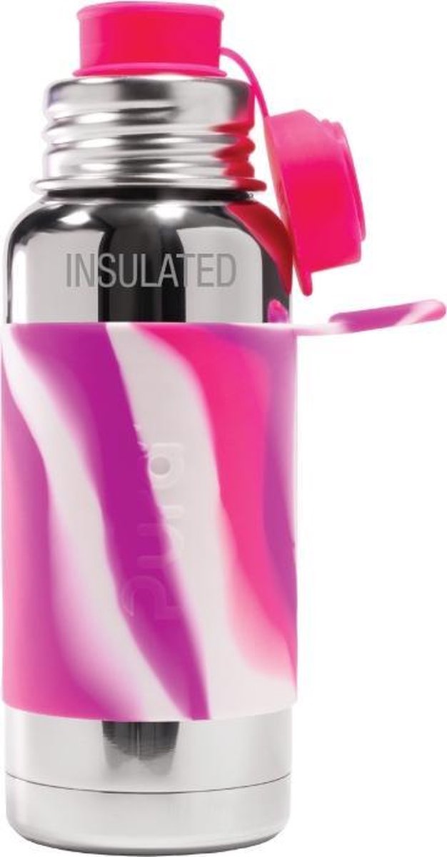 Pura Thermos Sportfles 475 ml - Drinkfles - Bidon - Plasticvrij - Roest Niet - Vaatwasserbestendig - Inclusief Sportsleeve en Sportdop - Top is Verwisselbaar - Veelzijdig - Roze