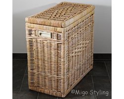 Wasmand - Duo - Naturel - 2 vakken - 67x35xH65 - Riet - Rotan - Rechthoek