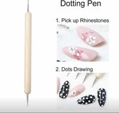 Nail Art Dotter Brush - Pointeur de pointage en bois - Sélecteur de strass - Stylo en marbre - Fleurs et points