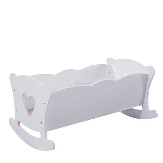 White wooden doll bed 50cm long