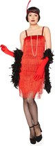 Karnival Costumes Charleston Flapper Kostuum Jaren 20 Danseres Carnavalskleding Dames Carnaval - Polyester - Rood - Maat S - 3-Delig Jurk/Handschoenen/Hoofdband