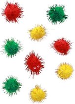 Pom Pom glitter 2 cm rood/geel/groen