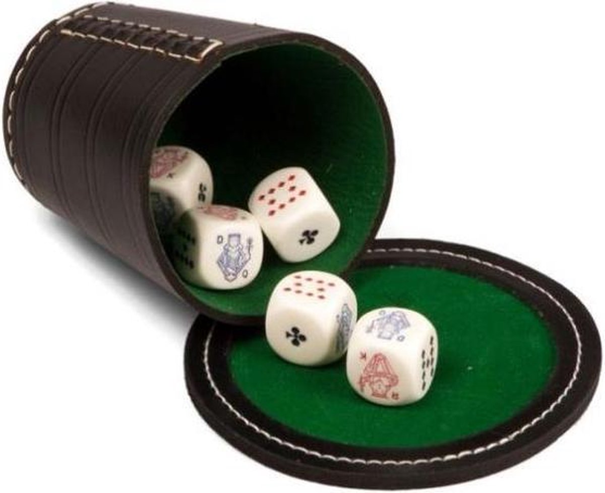 Pokerset Met Chapeau + 5 Dobbelstenen - Dobbelspel