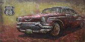 3D art Metaalschilderij - schilderij - Amerikaanse Cadillac Route 66 - oldtimer - 140x70 - woonkamer slaapkamer