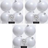 12x Winter witte kunststof kerstballen 10 cm - Mat - Onbreekbare plastic kerstballen - Kerstboomversiering winter wit