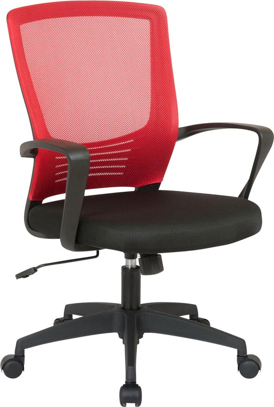 Bureaustoel - Bureaustoel voor volwassenen - Design - Ergonomisch - Gaas - Rood/zwart - 58x53x101 cm