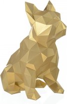 Wizardi 3D papercraft - Engelse buldog - Papieren sculptuur - Goud - 22 cm