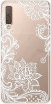 Luxe Back Cover voor Samsung Galaxy A7 2018 - Wit - Bloemen - Soft TPU hoesje
