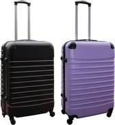 Travelerz kofferset 2 delig ABS groot - met cijferslot - 69 liter - zwart - lila