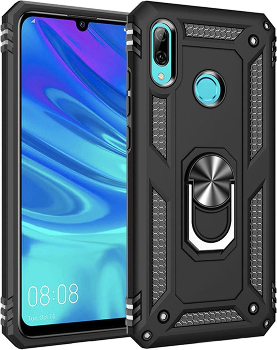 Luxe Armor Back cover voor Samsung Galaxy A10 - Zwart - Shockproof - Magneet voor autohouder
