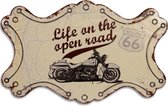 MadDeco - Blikken - wandbord - motor -route 66 - life - on - the - open - road - blik decoratiebordje