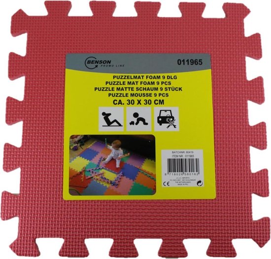 Puzzelmat van Foam – 30x30cm 9 Delig – Vlo – Speelmat voor Baby’s en Kinderen – Roze