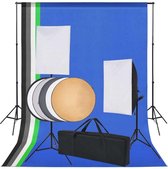 Fotostudio set met 5 achtergronden en verstelbaar frame en 2 Softboxen - Studio achtergronddoek