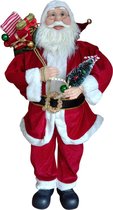 Grote kerstman met zak cadeaus en kerstboom - 90cm