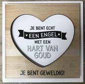 Fotolijstje - hart van goud je bent geweldig - In cadeauverpakking met gekleurd lint