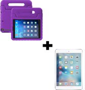 iPad Mini 5 Hoes Kinder Hoesje Kids Case Met Screenprotector Glas - iPad Mini 5 Hoesje Kindvriendelijk Shockproof Cover - Paars