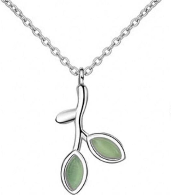 Ketting -Green Leaf-zilver-45 cm-Charme Bijoux