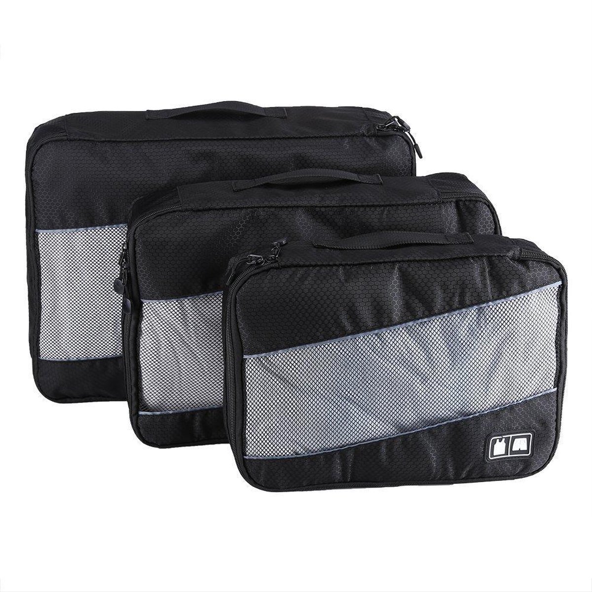 Packing Cubes Set Koffer Organizer – Kleding Reis Tassen Backpack – Inpak Kubussen Opbergzakken 3 Pack – Zwart