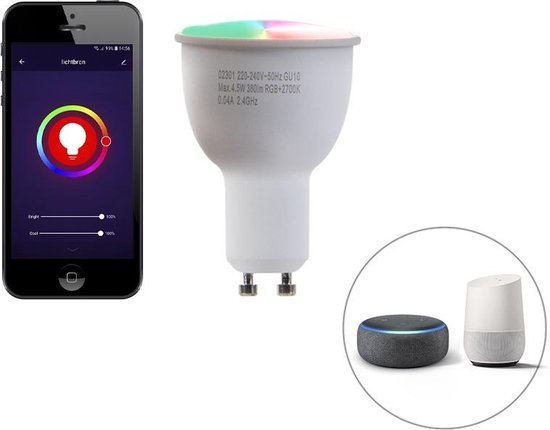 LUEDD GU10 dimbare LED lamp WiFi Smart met app 4.5W 380 lumen 2700K