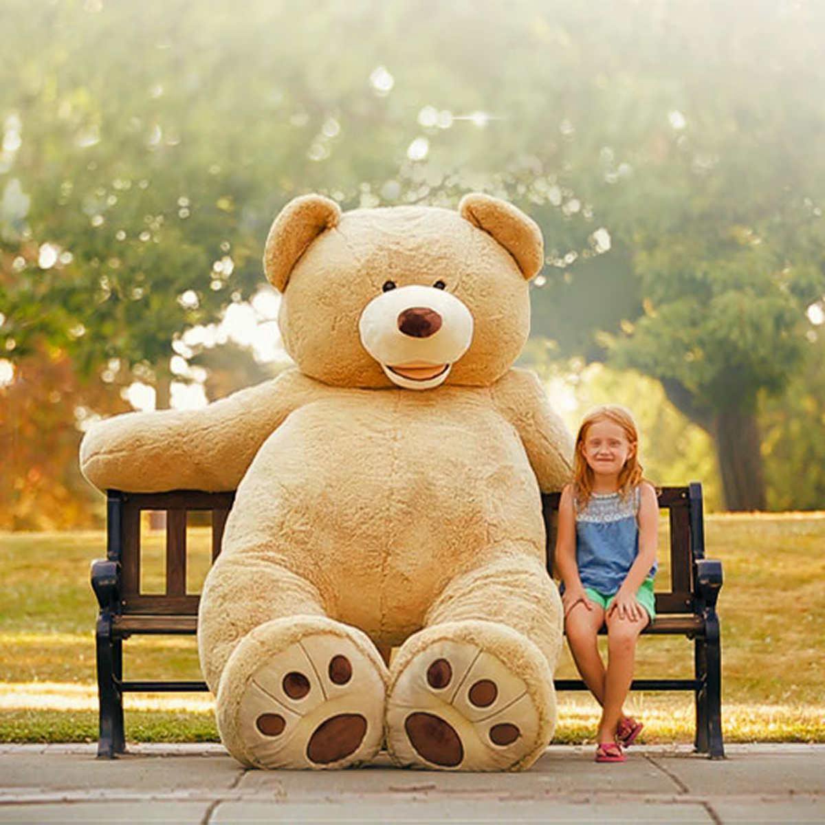 Mega grote knuffel beer 236 cm lichtbruin | bol.com
